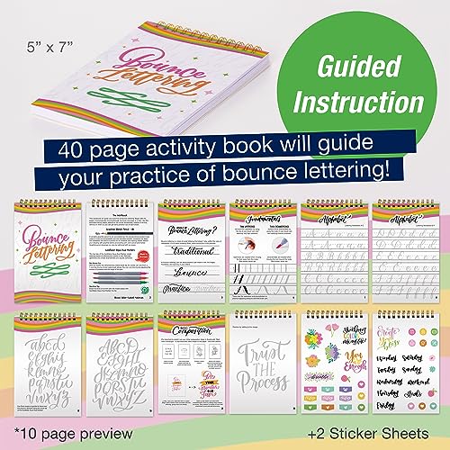 Faber-Castell Bounce Lettering - Hand Lettering for Beginners, DIY Crafts Project with 3 Brush Pens for Lettering