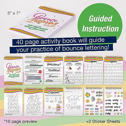 Faber-Castell Bounce Lettering - Hand Lettering for Beginners, DIY Crafts Project with 3 Brush Pens for Lettering