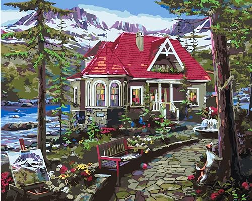 Ledgebay Paint by Numbers Kit for Adults, 16x20 Unframed Canvas - color: Countryside House, size: 16" x 20" Unframed