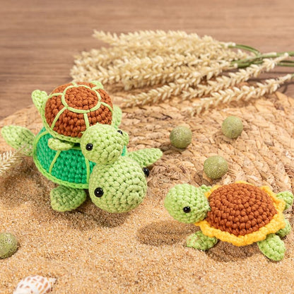 Mewaii Crochet Kit for Beginners, 3 Pack Sea Turtles Craft Set - color: Brown and Green