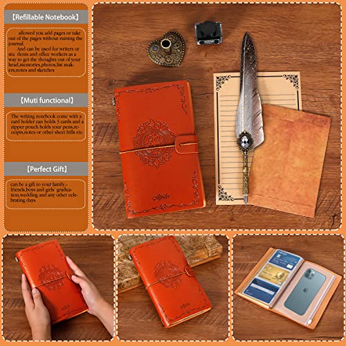 Aifeiter Feather Pen Ink Set,Includes Quill Pen,Notebook,Ink,5 Replaceable Nibs,Pen Holder,Cup,Seal Stamp,Spoon,Wax Bead,White Wax,Envelope & Letter Paper Etc.Feather Calligraphy Pen Set-Grey - color: Grey