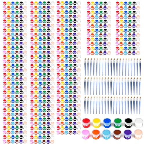 12 Colors Mini Acrylic Paint Set, 60 Pack Washable Paint Strips for Classroom Party - Includes 120 Brushes, 720 PCS kids Paint Kits for Easter Eggs, Birthday, school supplies - size: 1 Count (Pack of 60)