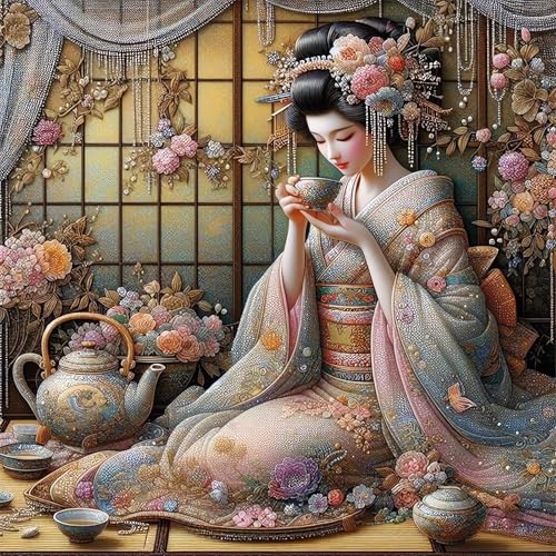 Beautiful Woman Diamond Art Kits for Adults, 5D Diamond Painting Kits | DIY Gem Painting, Crafts for Adults, Diamond Art Paintings Kit, Full Drill Diamond Dot for Home Wall Decor 14 X 14 Inch - color: CM048