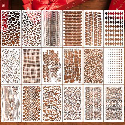 Stencils for Crafts Reusable Texture Stencils for Painting 8"x4" - style: Basic
