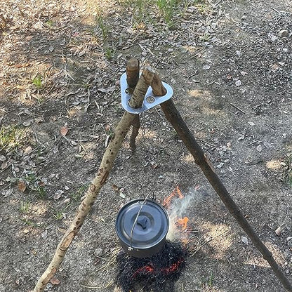 Stainless Steel Camping Tripod Board,Turn Branches into Campfire Tripod | Campfire Support Plate with Adjustable Chain for Hanging Cookware,Rustproof,Portable Camping Gear - color: Plus