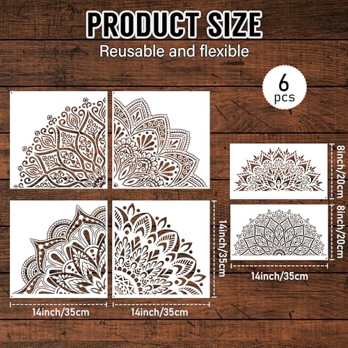 Sistink Large Mandala Stencils for Painting - Folk Rangoli Mandala Large Stencils for Painting on Wall Furniture Decor - style: mandala