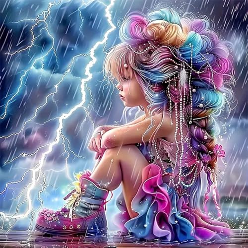 EIBEILI Rainy Diamond Art Kits for Adults,Diamond Painting for Wall Decor | 5D Round Diamond Painting Kit - Sparkling Full Drill Design for Home Decor,Holiday Gifting,And Relaxing Crafting 14x14inch - color: DP02054
