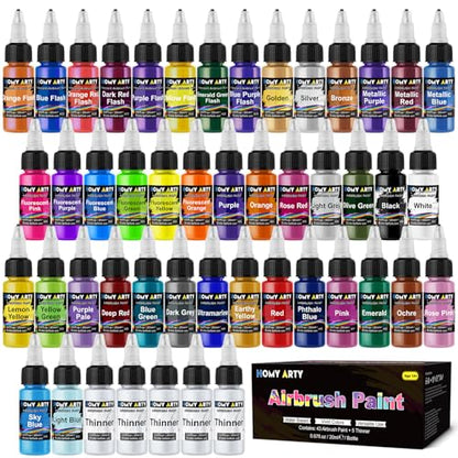 HOMY ARTY Airbrush Paint - 43 Colors with 5 Thinner - color: 43 Colors with 5 Thinner