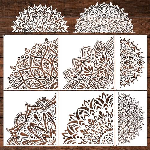 Sistink Large Mandala Stencils for Painting - Folk Rangoli Mandala Large Stencils for Painting on Wall Furniture Decor - style: mandala