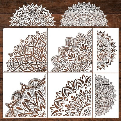 Sistink Large Mandala Stencils for Painting - Folk Rangoli Mandala Large Stencils for Painting on Wall Furniture Decor - style: mandala