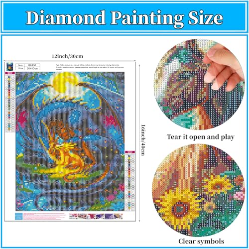 Arttoplus Dragon Diamond Art Kits for Adults Beginner 12x16 inch - color: G9468
