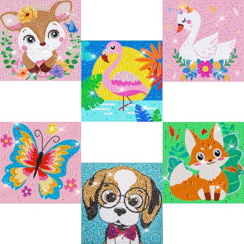 Labeol Diamond Art Kits for Kids Crafts for Girls Ages 6-8-10-12 Easy to DIY Creative Diamond Art Sticker Craft by Numbers Kits for Kids and Adult Beginners (6 Pack Dream) - style: 6 pack Dream
