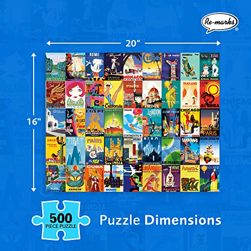 Re-marks Travel Posters, Poster Puzzle, 500-Piece Jigsaw Puzzle for All Ages - style: Travel Posters