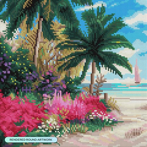 DIAMOND ART CLUB Ocean Whisper Path Diamond Art Kits for Adults | Premium Diamond Painting Kit, Fun DIY Crafts for Adults, Round Diamond Art Canvas by Chuck Pinson, 13" x 13" (33 x 33 cm) - color: Ocean Whisper Path