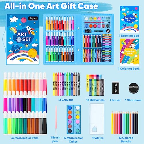 iBayam 149-Set: Crayons, Pastels, Pencils, Pens, Drawing Pad, Coloring Book - color: Blue