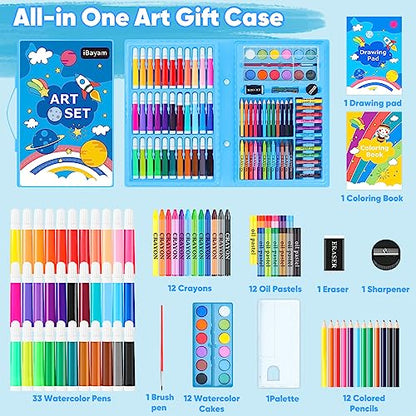 iBayam 149-Set: Crayons, Pastels, Pencils, Pens, Drawing Pad, Coloring Book - color: Blue