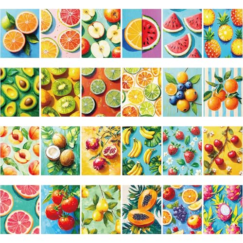 Sherr 24 Pcs Pre Drawn Canvas for Painting Adult Pre Printed Canvas Bulk Sip and Paint Kit Stretched Panels Paint Set for Theme Valentine Painting Night Party Favor(Fruit,8 x 10 Inch) - size: 8 x 10 Inch, style: Fruit
