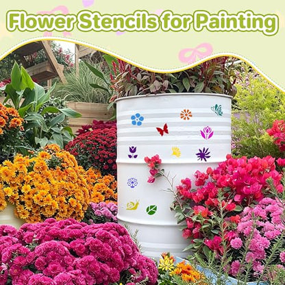 100Pcs Flower Stencils 1.5Inch Small Floral Leaf Stencil for Craft Painting | Reusable Stencils,Wildflower Butterfly Stencil,Floral Stencil,Drawing Templates,Scrapbook,Classroom,Projects,Wood,Sign,Wall - size: 1.5 Inch