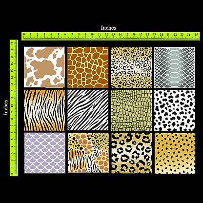 CrafTreat Reusable Flower Stencil Set for Painting on Wood, Wall, Furniture, Canvas, Paper & Fabric – 36 Piece Floral DIY Craft Paint Stencils 3x4 Inches - size: 12 Pcs - 6"X6", style: Animal Skin