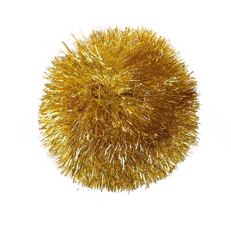 YYCRAFT 15pcs Jumbo Glitter Tinsel Pom Poms Sparkle Balls for DIY Craft,Cat Toys(2 Inch,Yellow/Gold Tinsel) - color: Yellow/Gold Tinsel