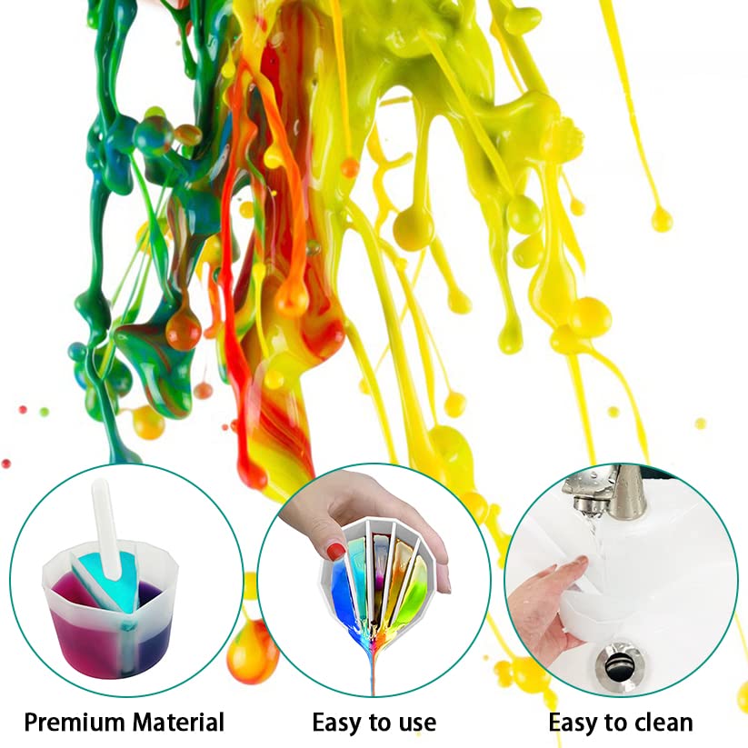 AFUNTA 3/5 Cavity Split Cups for Paint Pouring, Reusable Silicone Split Cup for Acrylic Pouring with 3 PCS Silicone Stir Sticks