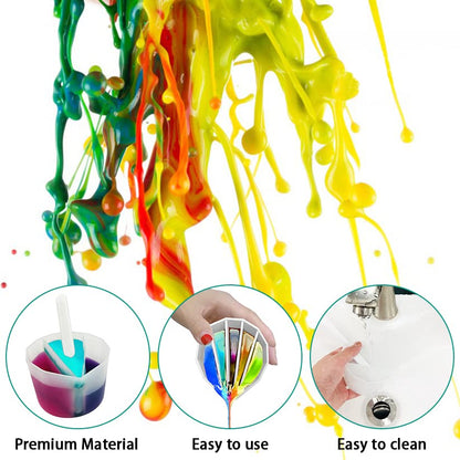 AFUNTA 3/5 Cavity Split Cups for Paint Pouring, Reusable Silicone Split Cup for Acrylic Pouring with 3 PCS Silicone Stir Sticks