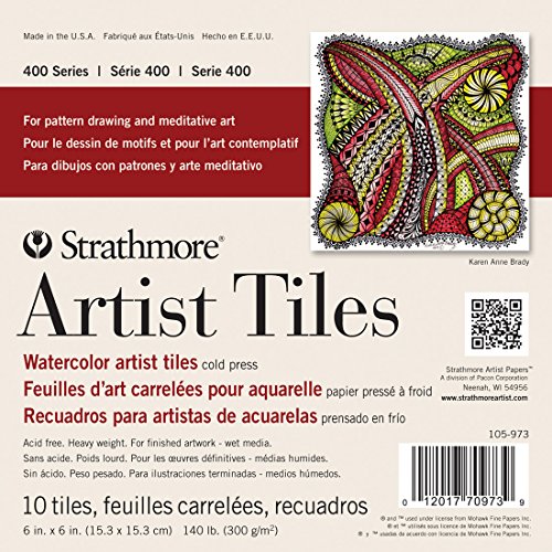 Strathmore 400 Series Watercolor Artist Tiles, Cold Press, 6"x6", 10 Sheets, White - size: 6 x 6 inches, style: Watercolor