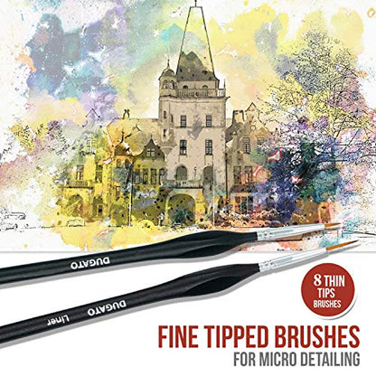 Fine Detail Brush Set, 8-Piece Miniature Brushes with Case Holder | Detailing Paint Brush Set, Ergonomic Triangular Handles & Travel Case for Acrylic, Watercolor, Oil, Models & Warhammer - color: 8pcs Detailing Paint Brush - Black