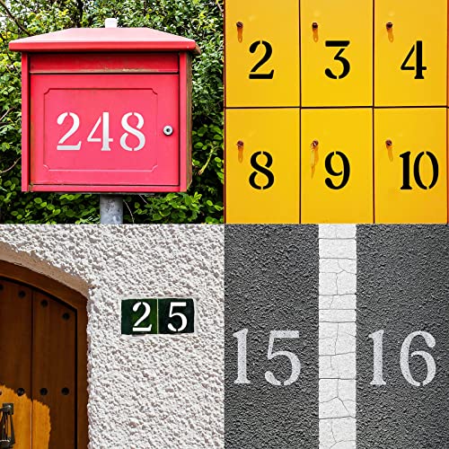 YEAJON 3 Inch Curb Stencil Kit 0-9 Address Number Stencils, 20Pcs Reusable 14 Mil Mylar Plastic Templates for Painting on Road, Wall, Wood, Mailbox - size: 3 Inch