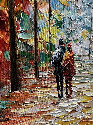 Art 24x48 Inch Hand-Painted Landscape Oil Paintings Wall Art Romantic Theme Vertical Texture Oil Paintings Living Room Bedroom Wall Decoration - color: Ts05