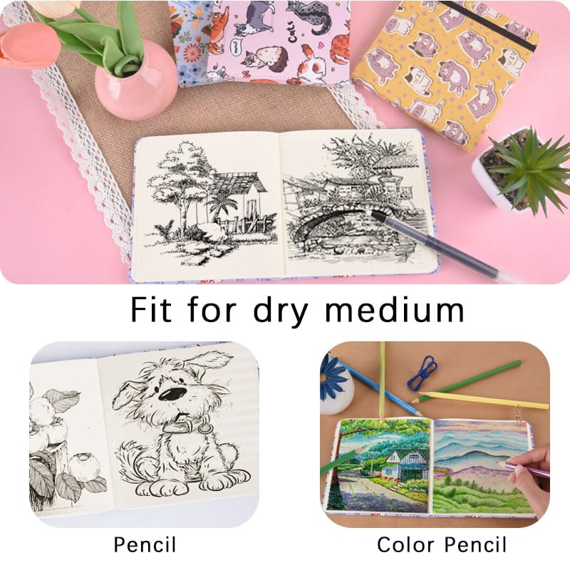 4.8" x 4.8" Hardcover Sketchbook,Small Mixed Media SketchPad,96 Sheets 80gsm Acid-Free Artist Drawing Paper,Travel Journal Pocket Blank Notebook for Painting,Illustration,Art Supplies.Cowboy Blue Cat - color: 80gsm Cloth-cowboy blue cat