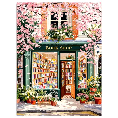 HITO Bookstore Diamond Painting Kits for Adults Bookstore Diamond Art Kits | Gem Art Kits for Adult for Gift Home Wall Decor 12x16 Inch - color: G9594