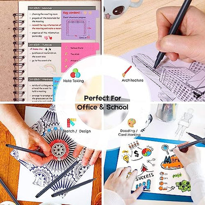 iBayam Fineliner Pens, Slim Barrel, Fine Point 0.38mm, Black Ink, 18 Count | Home, Office, School, Journaling, Writing, Note-Taking, Teacher Supplies - color: Black, size: 1 Count (Pack of 18)