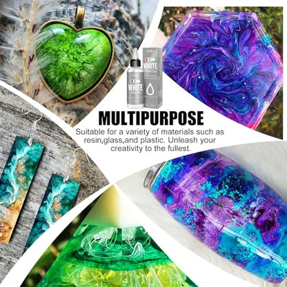 White Alcohol Ink for Epoxy Resin - 3.5oz/100ml Concentrated White Resin Pigment, Alcohol-Based Ink for Epoxy Resin Painting, Petri Dish Making, Resin Art - Epoxy Dye for Coaster, Yupo, Tumbler Making