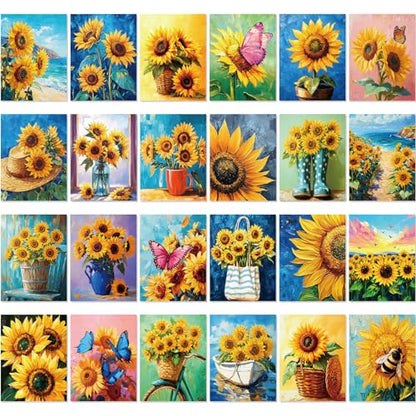 Sherr 24 Pcs Pre Drawn Canvas for Painting Adult Pre Printed Canvas Bulk Sip and Paint Kit Stretched Panels Paint Set for Theme Valentine Painting Night Party Favor (Sunflower,8 x 10 Inch) - size: 8 x 10 Inch, style: Sunflower