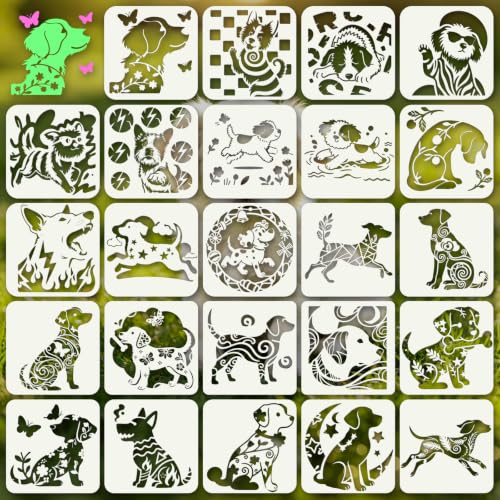 Dog Stencils for Crafts Reusable 24Pcs Stencils(5.9X5.9 Inch) - color: Dog 1