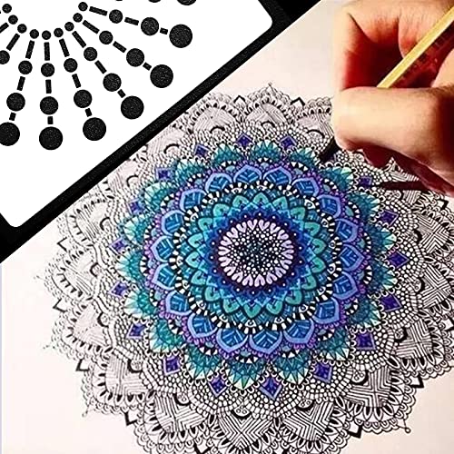 4Pcs Mandala Dot Painting Stencils - 8/12/16/20 Segment Creative Mandala Templates Stone Stencils for Reusable Drawing on Wood, Wall, Floor, Tile, Fabric DIY Art Projects