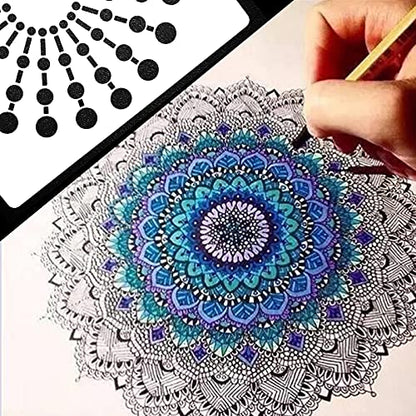 4Pcs Mandala Dot Painting Stencils - 8/12/16/20 Segment Creative Mandala Templates Stone Stencils for Reusable Drawing on Wood, Wall, Floor, Tile, Fabric DIY Art Projects
