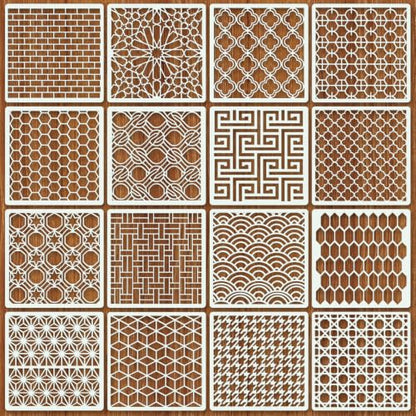 Texture Stencils for Crafts Reusable 16Pcs Stencils(5.9-Inch) - color: Texture 10
