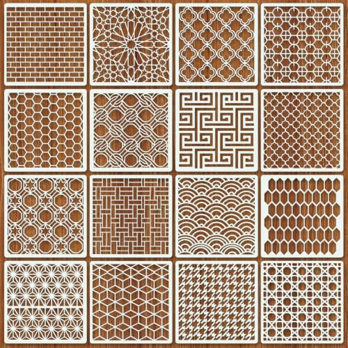 Texture Stencils for Crafts Reusable 16Pcs Stencils(5.9-Inch) - color: Texture 10