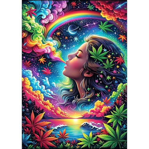 MAXBYE Diamond Art, Starry Rainbow 5D Diamond Painting for Adults & Kids, Full Drill DIY Gem Art Craft Kit, Relaxing Hobby Wall Decor for Home 12x16in - color: ZD053