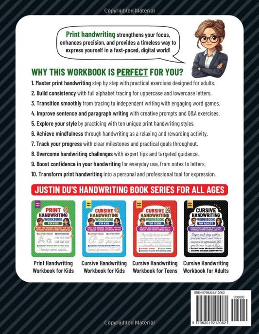 Print Handwriting Workbook for Adults: Perfect Your Print Handwriting With Practical Exercises and Timeless Style