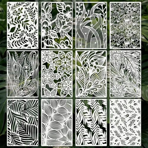 Texture Stencils for Crafts Reusable 12Pcs Stencils(12X8 Inch) - color: Texture 29