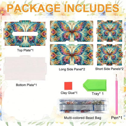 LSQFS DIY Diamond Art Wooden Tissue Box Kit,Butterfly,Perfect Handmade Gift - color: Butterfly 1