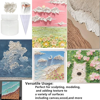Acrylic Modeling Paste 3D Art Texture Paste 9.88oz/280ml, Ideal for Wood/T-Shirts/Glass/Stone, Sculpting Material Fast Drying Gesso Alternative DIY Crafts Projects (Sand Texture Paint with Bags) ﻿ - color: Texture Paste with Bags