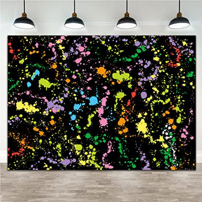 Colorful Paint Splash Backdrop Abstract Graffiti Style Photography Background Neon Glow Splatter Hip Hop Disco Retro 80's 90's Happy Birthday Glow Party Art Vinyl 7x5ft Banner Photo Studio Props