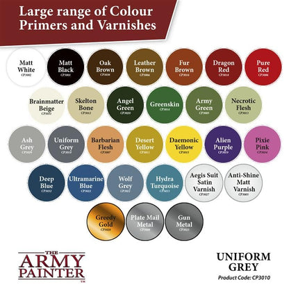 The Army Painter, Colour Primer Uniform Grey, 400 ml acrylic spray | Spray Paint Basecoat for Miniature Model Undercoat Priming, Plastic Wargames, DnD & Warhammer - color: Uniform Grey