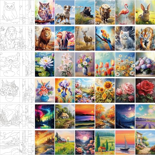 Harloon 36 Pcs 8 x 10 Inch Pre Drawn Canvas for Painting Afro Queen Pre Stretched Canvas Painting for Adult Sip and Paint Party Supplies Favor - style: Mixed Style
