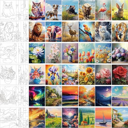 Harloon 36 Pcs 8 x 10 Inch Pre Drawn Canvas for Painting Afro Queen Pre Stretched Canvas Painting for Adult Sip and Paint Party Supplies Favor - style: Mixed Style
