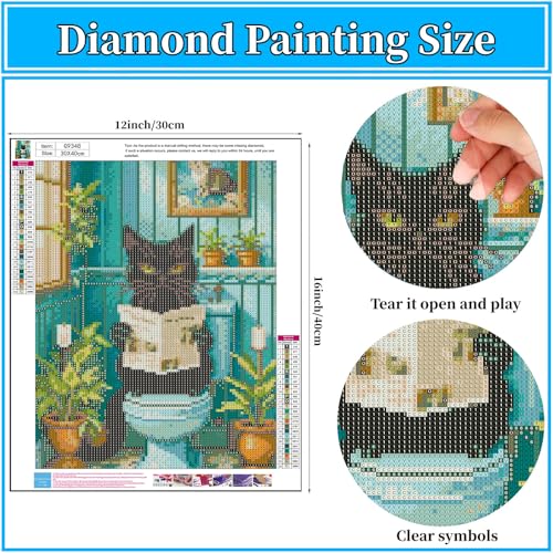 Arttoplus Black Cat Diamond Art Kits for Adult Beginner 12x16 inch - color: G9348-US